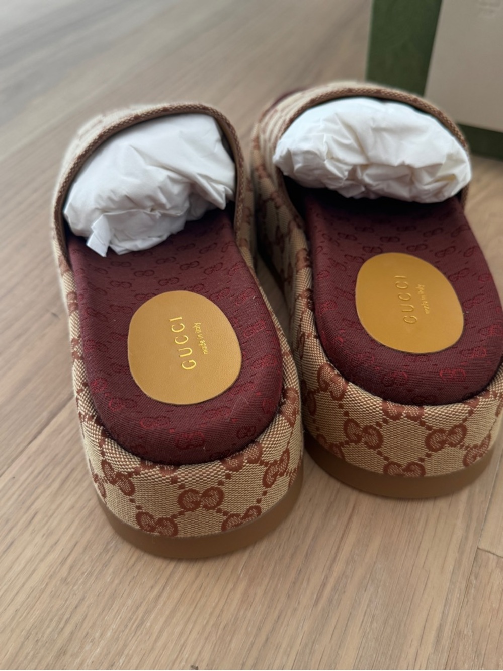 Gucci Canvas GG Monogram Angelina Platform Slide Sandals NEW - Picture 5 of 8